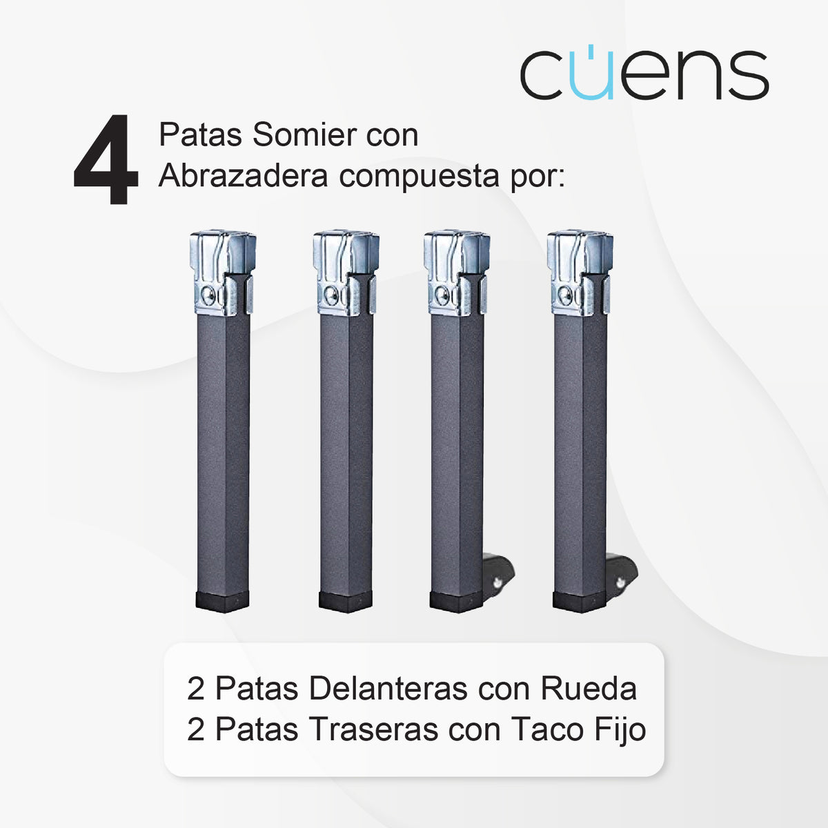 Juego 4 Patas Somier (2 con ruedas) 320 x 30 x 30 cm